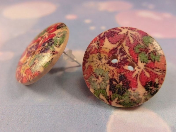 Hybiscus Blumen Knopf Ohrstecker Holz Blüte Flower